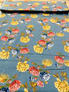 Grey colour beautiful  floral print cotton Fabric (per meter) 108cm