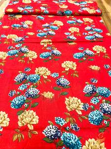 Red colour beautiful  floral print cotton Fabric (per meter) 108cm