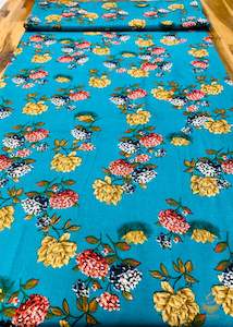 Firozi colour beautiful  floral print cotton Fabric (per meter) 108cm