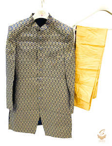 Brocade Silk Golden Work Mens Indo Western With golden Colour Raw Silk Pajami Pents