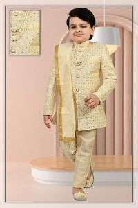 Brocade Silk Based Embroidery work Kids Indo Western (With Mala)With Pants