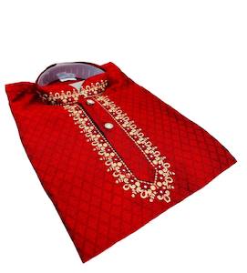 Silk based embroidered work kids kurta pajama