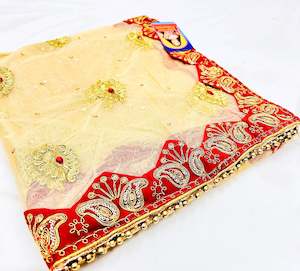 Netting based heavy embroidery with stone work Bridal Dupatta