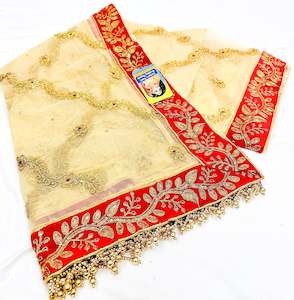 Netting based heavy embroidery with stone work Bridal Dupatta