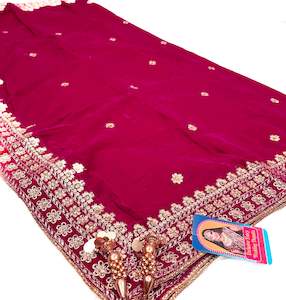 Velvet based heavy embroidery with stone work Bridal Dupatta