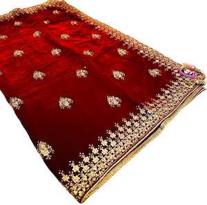 Velvet based heavy embroidery with stone work Bridal Dupatta