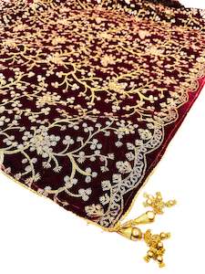 Velvet based heavy embroidery with sequinned work Bridal Dupatta