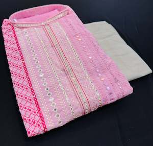 Pink color Pure Georgette Based Beautiful Embroidery Work At Front And Back With…