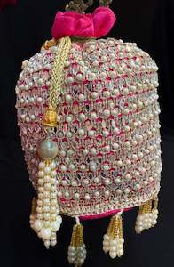 Pearls and mirrors beaded with stones  work hand bag /potli bag