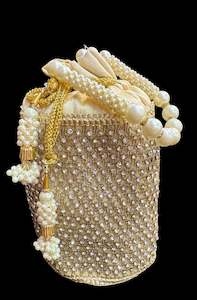 Pearls with stones  work hand bag /potli bag