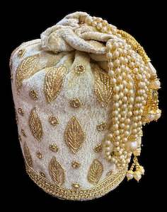 Velvet based pearls with stones  work hand bag /potli bag