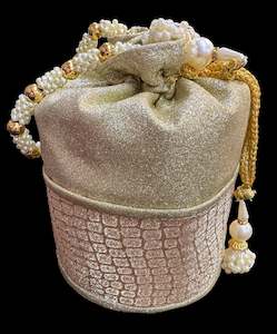 Shiny & pearls work hand bag /potli bag