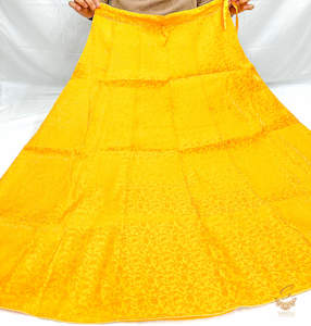 Mustard colour Brocade Silk based big flared skirt (can be styled with Poncho Bl…