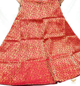 Traditional Skirts: Maroon colour Brocade Silk based big flared skirt (can be styled with Poncho Blouse) Waist :- 37inch , Length:- 40