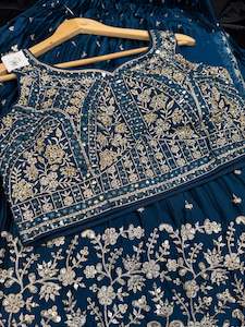 Georgette based embroidery with mirror work crop top designer blouse with lehnga…