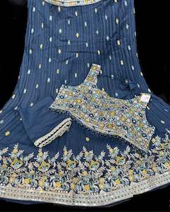 Georgette based embroidery with hand work crop top designer blouse with lehnga a…