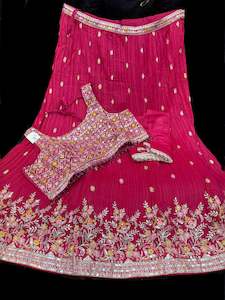 Georgette based embroidery with hand work crop top designer blouse with lehnga a…