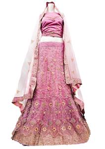 Netting Based Beautiful Embroidery Work Lehnga With Heavy Work Dupatta