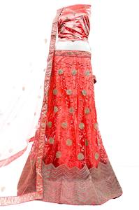 Netting based embroidery work with stone work lehnga & netting dupatta