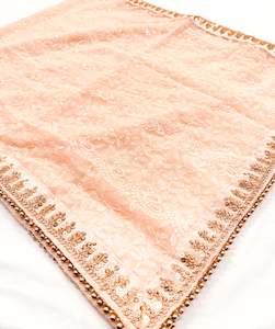 Peach colour georgette based lakhnavi work Dulha Sherwani Dupatta