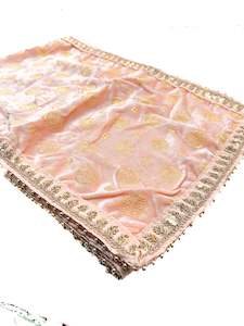 Peach colour velvet silk based Dulha Sherwani Dupatta