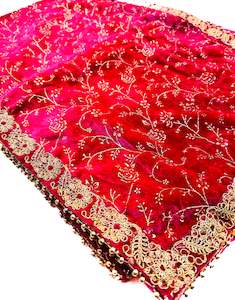 Hot Pink colour velvet based golden print work  Dulha Sherwani shawl