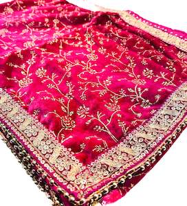 Hot Pink colour velvet based golden print work  Dulha Sherwani shawl