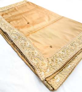 Beige Gold colour silk based golden printed Dulha Sherwani dupatta