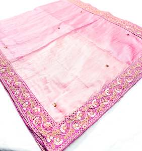 Rose Pink colour silk based golden printed Dulha Sherwani dupatta