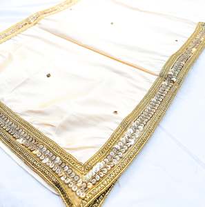 Groom Pagdi Groom Sherwani Dupatta: Cream Golden colour silk based golden printed Dulha Sherwani dupatta with latkan