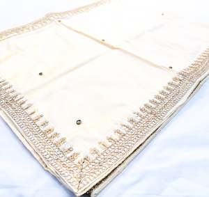 Cream Golden colour silk based golden printed Dulha Sherwani dupatta with latkan