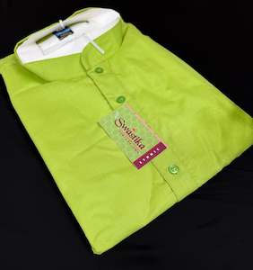 Lime Green  color Plain cotton based Men’s short length kurti (31 inches - 36 …