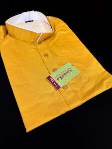 Mustard color Plain cotton based Men’s short length kurti (31 inches - 36 inch…