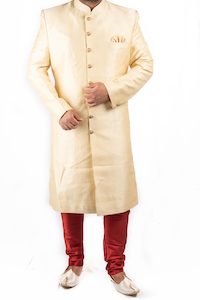 Plain Raw Silk Sherwani