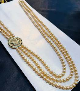 Kundan stones and Pearls beautiful mala for groom sherwani