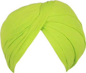 Turban Fabric Parna: Lime green Colour Pure Full Voile Turban Fabric ($5 Per Meter)