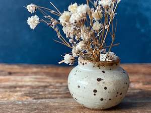 Hand-thrown Tiny Bud Vase / white speckled - S17