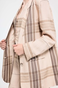 Palazzo Blazer - Camel Check Linen