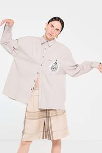 Clothing wholesaling: Health Club Stripe Shirt - Beige/White