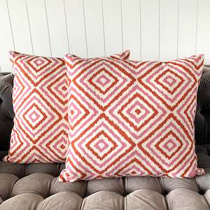 Linen - household: Orange, Pink & White Linen Cotton Cushion Cover