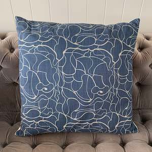 Blue & Taupe Cotton Cushion Cover