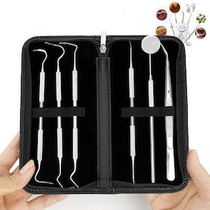 6PCS Dental Hygiene Tools Teeth Cleaning Kits Mirror Scraper Pick Scaler Tweezer