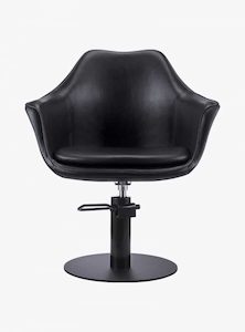 Karma Cronulla Salon Chair – Black with Round Black base