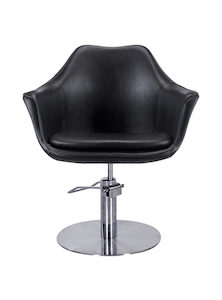 Karma Cronulla Salon Chair – Black with Round Stainless Base