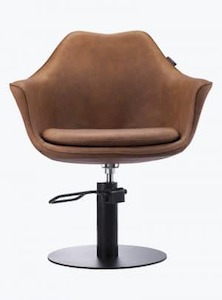 Furniture: Karma Cronulla Salon Chair – Tan with Round Black base