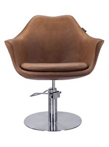 Karma Cronulla Salon Chair – Tan with Stainless Steel Round Base