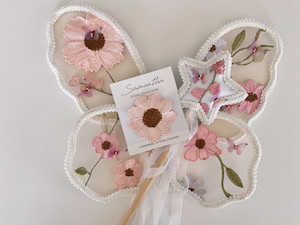 Womenswear: Bundle - Pink Butterfly Meadow - Fairy wings, wand and clip samanthastokesbridal