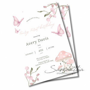 Fairy First Birthday Invitation - Editable Template samanthastokesbridal