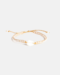 Crystal Rainbow Shell Bracelet | Gold