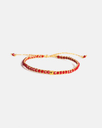 Crystal Red Nugget Bracelet | Gold